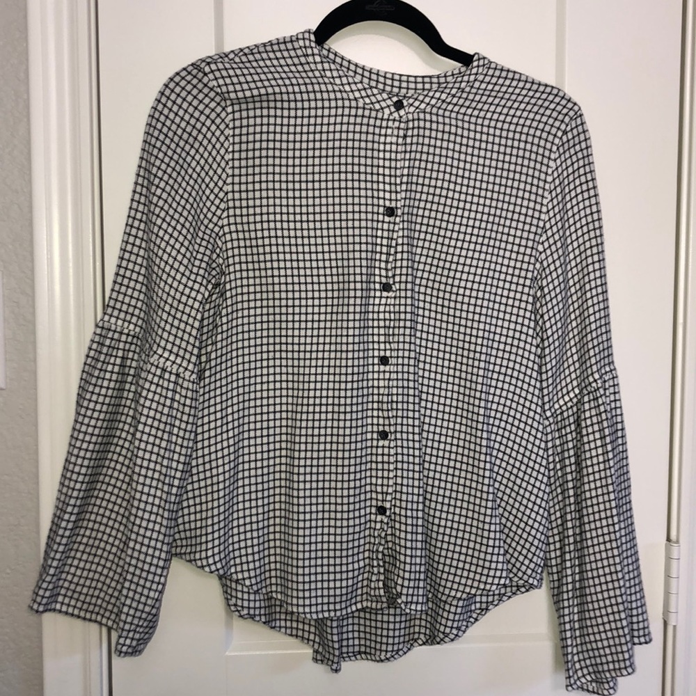 Madewell Black and White Wool Top